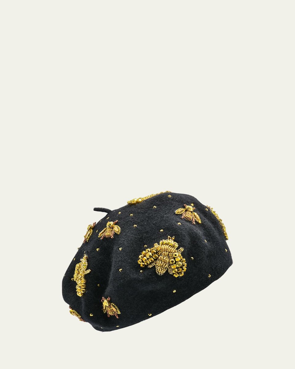 Honeybee Beaded Wool Beret